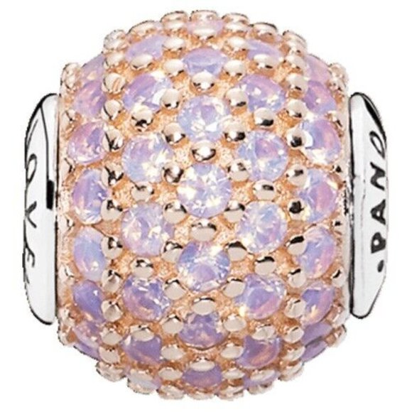 PANDORA *RETIRED SS & 14kt Gold ESSENCE LOVE w/Opalescent Pink Crystal 796064NOP - Picture 13 of 14